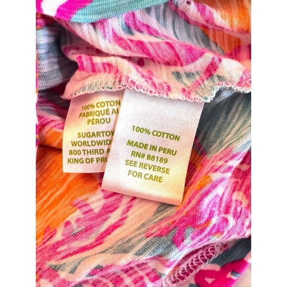 Lilly Pulitzer Strapless Ruffle Top XS Multi-Color EUC Bright Pink Orange Blue P - Picture 9 of 9